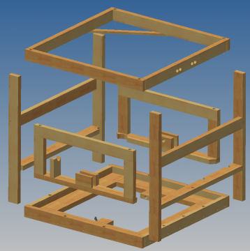The inside support assemblies seen in an exploded view...